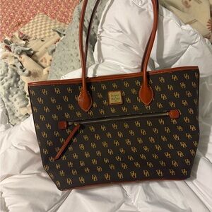 Dooney & Bourke Brown Leather Trim Tote